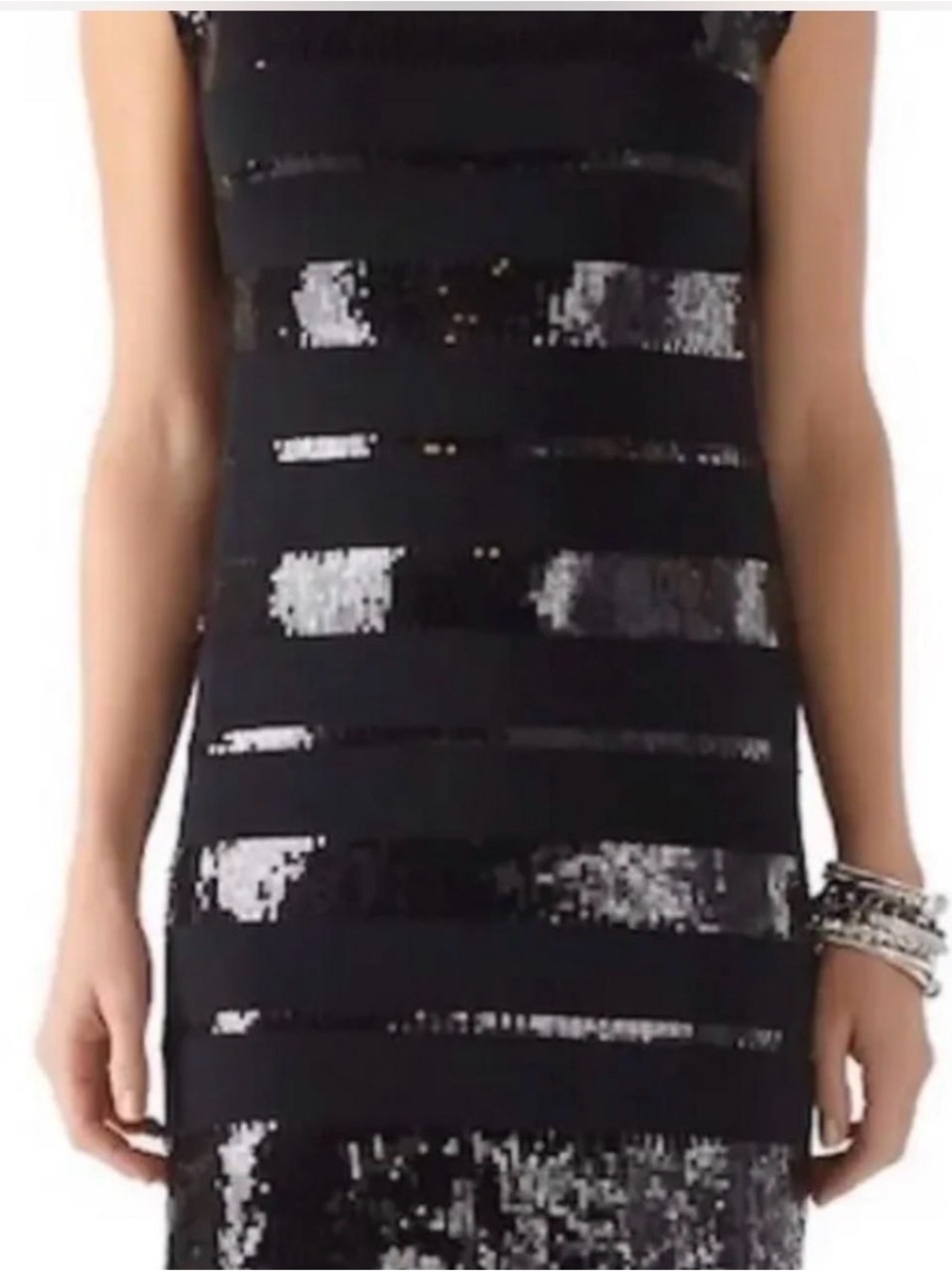 White House Black Market Black Sequin Stripe Mini Dress Size Small